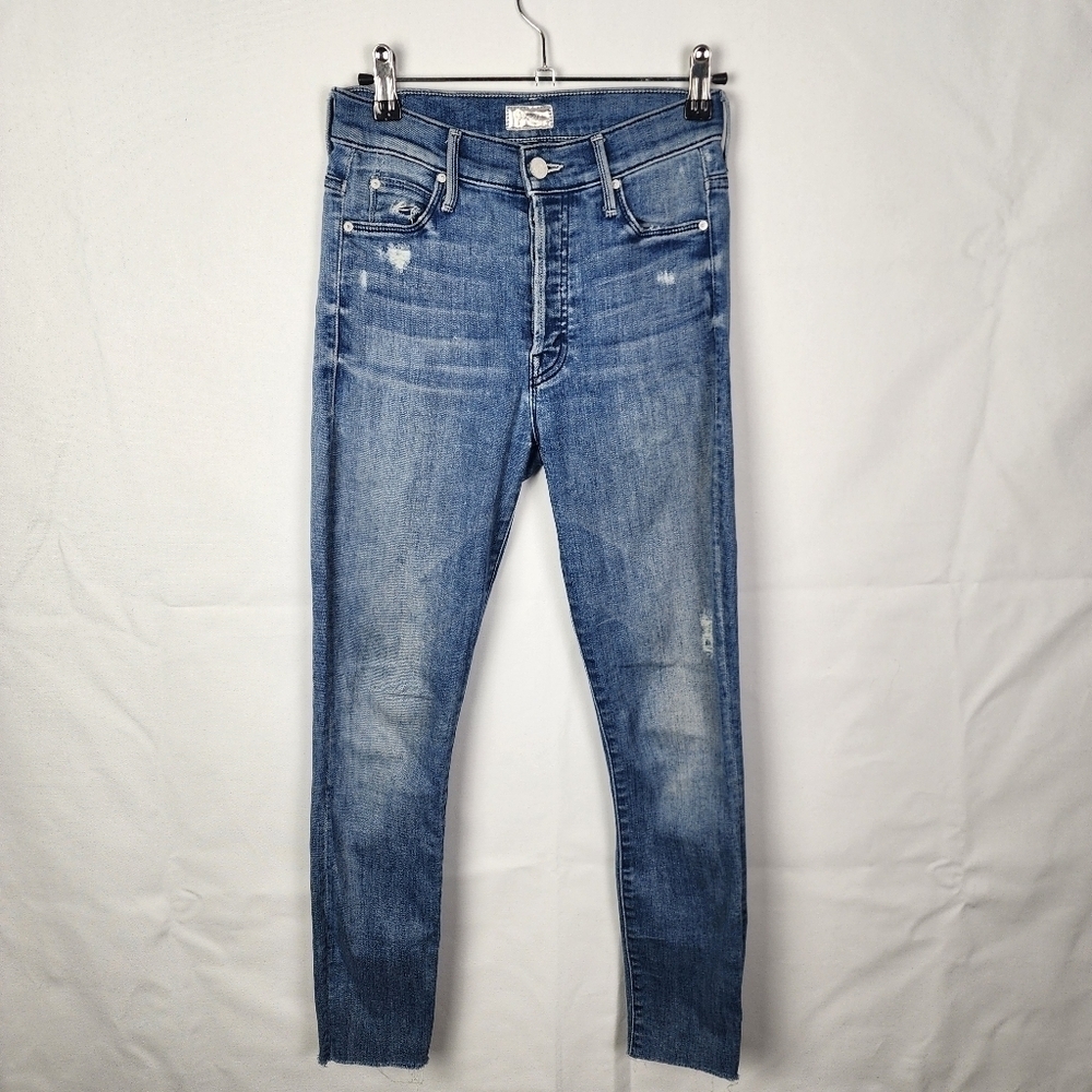Mother Jeans The Stunner Ankle Fray Distressed‎ Graffiti Girl Button Fly Size 24